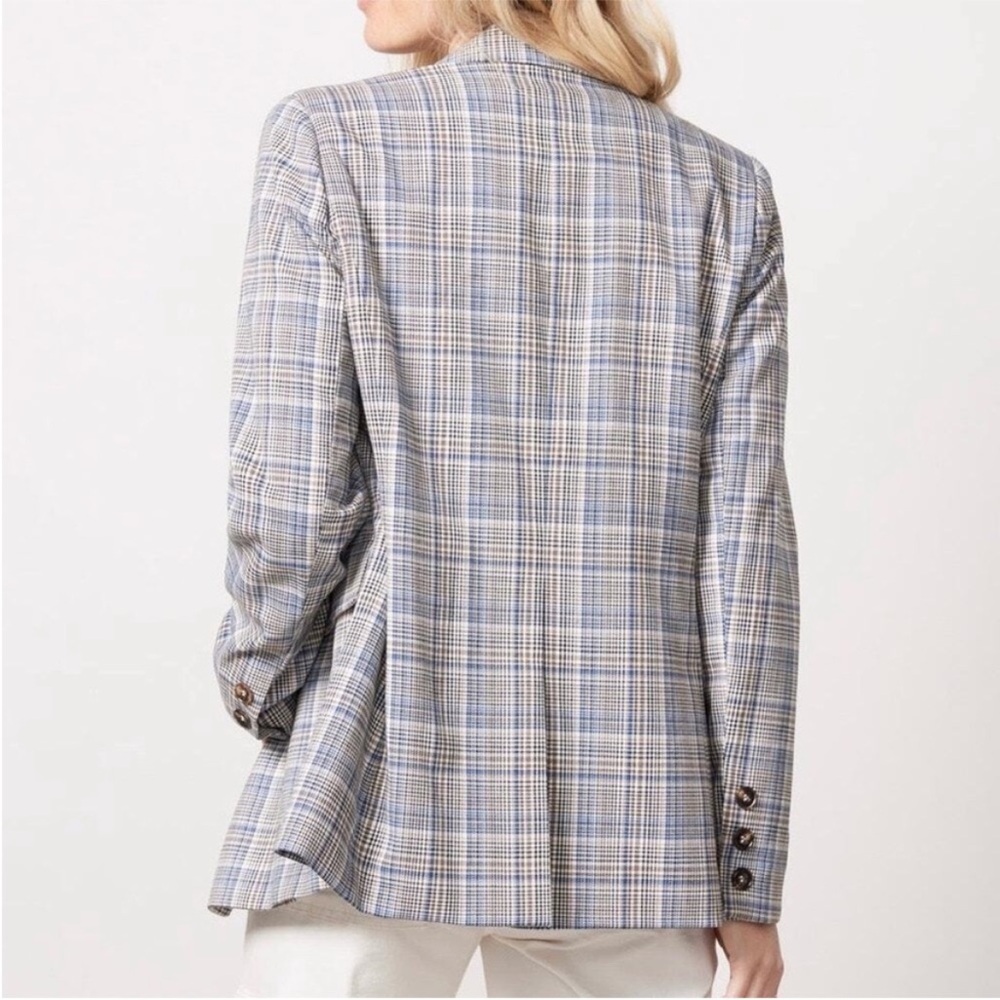 Evereve Ivy Blazer Plaid NEW with Tags Small Academia Office Business Blue - Picture 2 of 10